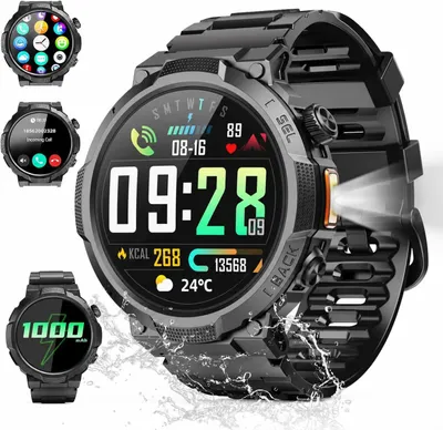 Produktbild von Smartwatch Herren 1000mAh Smart Watch mit Telefonfunktion Militär
