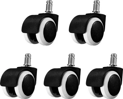 Productafbeelding van Dubbele zwenkwielen met dubbele wielen voor meubels, diameter 50 mm, voorzien van zachte loopvlies - glijlager. Draagvermogen/transportwiel/meubelwiel/containerwiel/parketwiel
