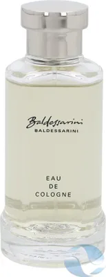 A clear, front-facing studio shot of a Baldessarini Eau de Cologne bottle.