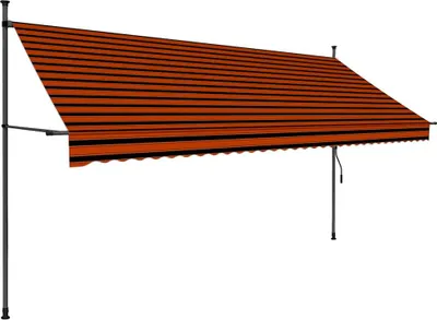 Obrázek produktu pro vidaXL ručně zatahovací markýza s LED diodami 350 cm oranžovo-hnědá