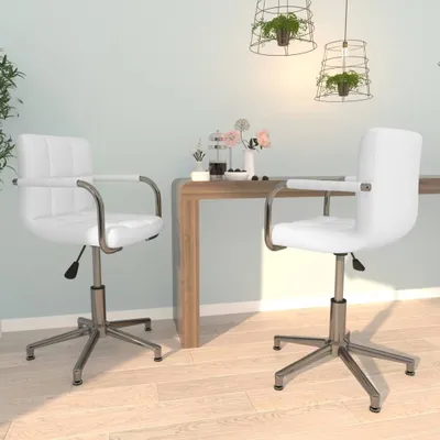 Produktbild von The Living Store Esszimmerstühle 2 Stk. Drehbar Weiß Kunstleder