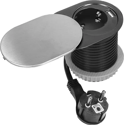 Immagine prodotto di Presa da tavolo integrata 1x2P+T, 1x USB A+C PD20W, argento-nero