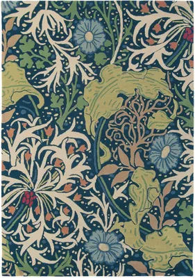 Produktbild von Handgefertigter Wohn- und Schlafzimmerteppich aus Wolle mit Blumenmuster SEAWEED