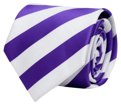 Produktbild von Fabio Farini - 1 Stück gestreifte Herren Krawatte - Tie mit Streifen in 6cm oder 8cm Breite Breit (8cm), Weiß/Violett