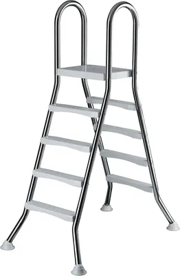 Produktbild von Edelstahl Poolleiter für Hochbecken mit einer Höhe von 120 cm | V2A rostfreier Edelstahl