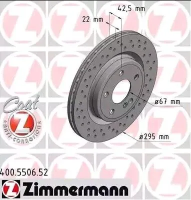 Produktbild von 2x ZIMMERMANN Bremsscheibe 400.5506.52 passend für MERCEDES-BENZ A-Klasse (W176)