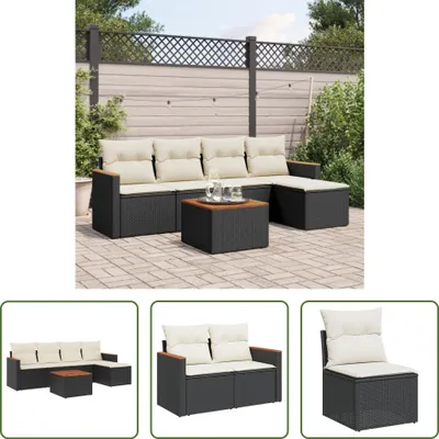 Produktbild von The Living Store 6-tlg. Garten-Sofagarnitur mit Kissen Schwarz Poly Rattan
