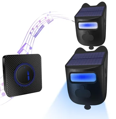 Zdjęcie produktu dla Alarm podjazdowy Solar Driveway Alarm o zasięgu 984 stóp, bezprzewodowy alarm podjazdowy IP60, odporny na warunki atmosferyczne, czujnik ruchu na podczerwień, system alarmowy do samodzielnego montażu