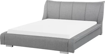 Zdjęcie produktu dla BELIANI Łóżko szare 160 x 200 cm stelaż wysoki zagłówek nowoczesne