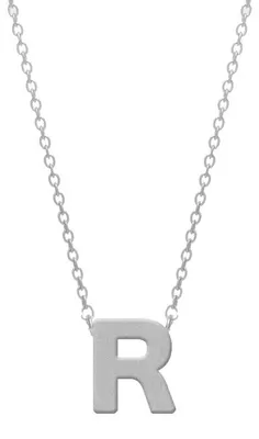 Produktbild von CO88 Collection Alphabet 8CN-11017 Stahlkette mit Anhänger – Buchstabe R 9 mm – Länge 42+5 cm – Initialschmuck – Silberfarben