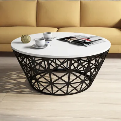Produktbild von Skye Decor, Stil Metal Ferforje - White, Couchtisch, Weiß, 100 % MELAMINBESCHICHTETE SPANPLATTEN, 90 x 38 x 90 cm
