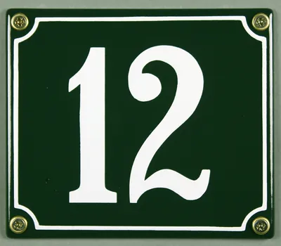 Produktbild von Hausnummernschild 12 grün 12x14 cm Schild Emaille Hausnummer Haus Nummer Zahl Ziffe