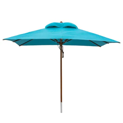 Produktbild von anndora Sonnenschirm mit Holz Gartenschirm 3x3m eckig Himmelblau Hellblau Winddach UV-Schutz - Ohne Teleskop | Himmelblau