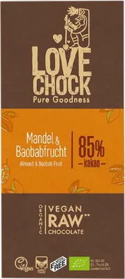 Produktbild von lovechock Tafel Mandel & Baobabfrucht 85% -- 70g