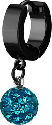 Produktbild von Damen Creole Kreole Klappcreole Edelstahl Shamballa Anhänger Helix Huggie Ohr-Piercing Autiga® schwarz-türkis