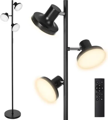 Produktbild von BlitzWill® BWL-FL3 36W Stehlampe mit 3 Köpfen, 2500LM, 2700-6500K, 10-stufig dimmbar, Magnetfernbedienung & Touch-Steuerung - EU Stecker