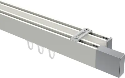 Produktbild von Interdeco Innenlaufstange / Gardinenstange mit Innenlauf Weiß / Chrom, Typ Smartline Lox (Quader) Deckenmontage, 14x35 mm 2-läufig, 180 cm