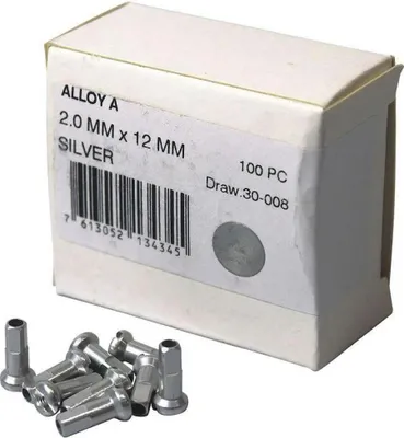 Immagine prodotto di Nipplo DT Swiss in alluminio M 2X12 con testa tonda, argento (confezione da 100)