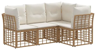 Produktbild von vidaXL Outdoor-Sofagarnitur Natur Polyester
