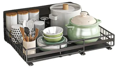 Obrázek produktu pro Organizér do skříně, výsuvný design, rozšiřitelná funkčnost, černý