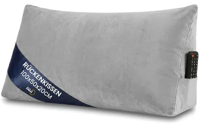 Produktbild von Keilkissen Rückenkissen Lesekissen für Bett Sofa & Couch Grau Velvet 100 cm