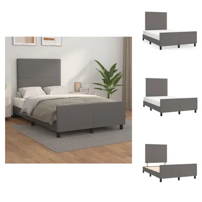 Image de vidaXL Cadre de lit avec tête de lit Gris 120x200 cm Similicuir - Lits et Sommiers