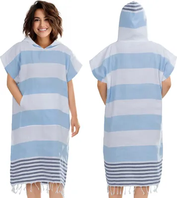 Produktbild von JEMIDI Badeponcho Damen Herren - Schnelltrocknender Surf Poncho - Leichtes Handtuch Kleid mit Kapuze - Strand Sauna Surfen - Umziehhilfe Handtuch
