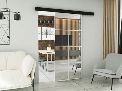 Produktbild von KIER FURNITURE Schiebetür Komplettset SOFI  70, Schiebetür, Sliding Door, Innentüren Komplettset,Universal Tür, Türblatt Innen Weiß 76x205x1,6 cm
