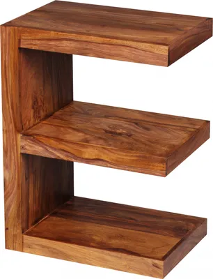 Produktbild von WOHNLING Beistelltisch MUMBAI Massivholz Sheesham E Cube 60cm hoch Wohnzimmer-Tisch Design braun Landhaus-Stil Couchtisch