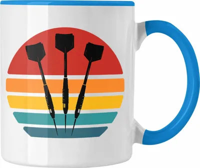 Produktbild von Trendation - Vintage Tasse Dartspieler Geschenk mit Grafik Darts  Geschenkidee (Blau)