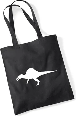 Produktbild von Huuraa Jutebeutel Spinosaurus Dinosaurier 10 Liter Black Baumwolle Tasche Geschenkidee