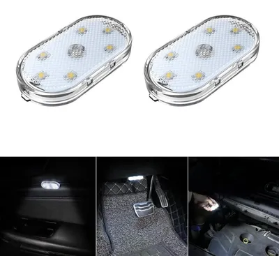 Immagine prodotto di Illuminazione interna LED per auto, 2 pezzi, colore bianco, ricaricabile tramite USB, con sensore touch, luce ambientale