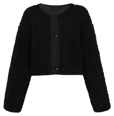 Produktbild von Damen kurze Jacke im Athleisure-Stil, reguläre Passform, schwarz, Größe L