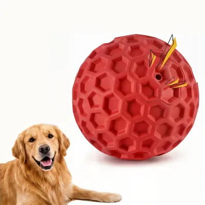 Hundeball aus Naturkautschuk, Rot, 8 cm, mit Quietscher