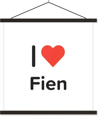 Produktbild von MuchoWow® Textilposter Ich liebe - Fien - Mädchen 120x120 cm mit schwarzem Rahmen - Aufhängungsset