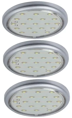 Image de Ensemble de spots encastrés Paulmann, pour meubles, LED, 3 x 0,7W, 7VA, 230/12V, 59mm, aluminium/plastique