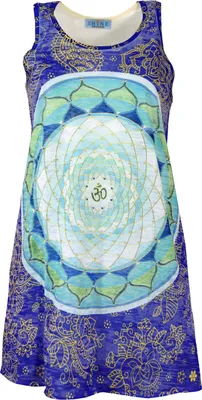 Produktbild von Psytrance Minikleid, Longtop - Lotus Mandala, Damen, Mehrfarbig, Baumwolle,Polyester, Kleider