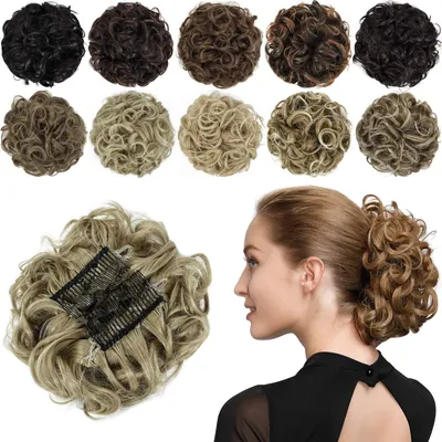 Produktbild von Chignon Haarteil Gelockt Dutt Scrunchie Synthetisch Beige Blond
