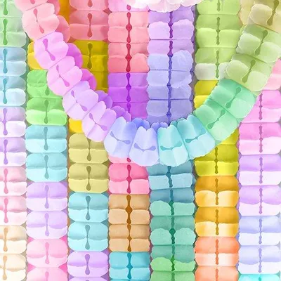 Produktbild von Azomor® Set von 6 Pastellfarbenen Papiergirlanden für verschiedene festliche Anlässe