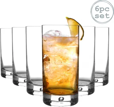 Image de Lot de 6 verres à cocktail Highball Barglass de Bormioli Rocco - Verres à cocktail classiques et modernes - Base « Bubble » - 375 ml