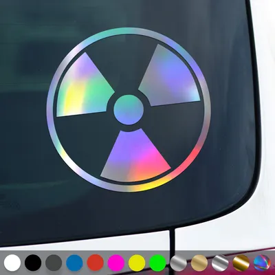 Produktbild von PantherPixel Radioaktiv Aufkleber Atomkraft Nuklear Warnung Sticker Auto Geschenkidee Farbe Oilslick-Hologramm