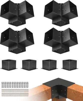 Produktbild von 8x Pfostenverbinder Pfostennecke 142x142mm - 3-Weg-Halterung Pfostenträger - Efficenter Pfostenverbinder für Gartengestaltung und Befestigungstechnik