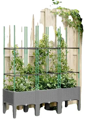 Productafbeelding van Plantenbak, geïntegreerd spaliersysteem, robuuste metalen constructie, grijs