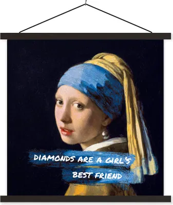 Produktbild von MuchoWow® Textilposter Vermeer - Das Mädchen mit dem Perlenohrring - Zitat 40x40 cm mit schwarzem Rahmen - Fotos