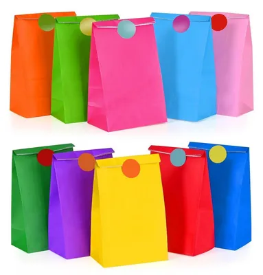 Produktbild von Geschenktüten Kindergeburtstag Bunt 20 Stück, 13 x 8 x 24 cm
