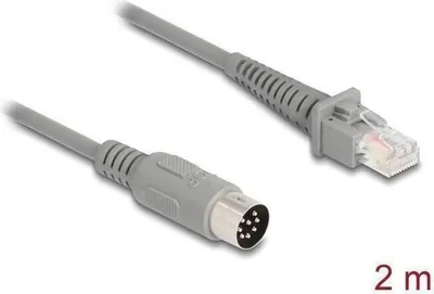 Imagen del producto de Cable Delock con conector RJ50 a conector DIN de 8 pines, 2 metros, color gris