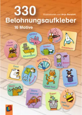 Obrázek produktu pro 330 Belohnungsaufkleber, 16 verschiedene Motive, 8mm breit, für Grundschule
