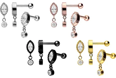 Produktbild von Ohrpiercing Titan Ohrpiercing KRISTALLTROPFEN + KRISTALL