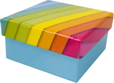 Produktbild von Geschenkkarton in verschiedenen Größen hellblau mit Regenbogen