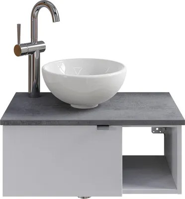 Produktbild von Pelipal Serie 6915 SET-044-040 Waschtisch mit Unterschrank bestehend aus: Keramik-Aufsatzbecken, Waschtischplatte, Waschtischunterschrank